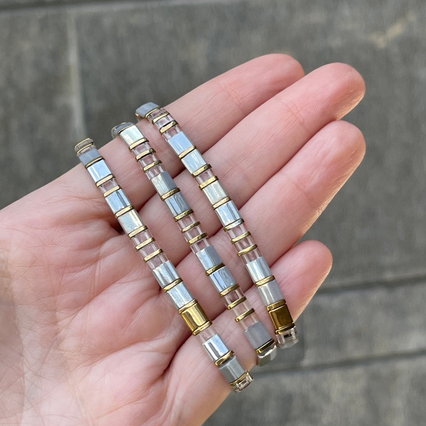 Pulseras ELASTICAS con dorado y plateado