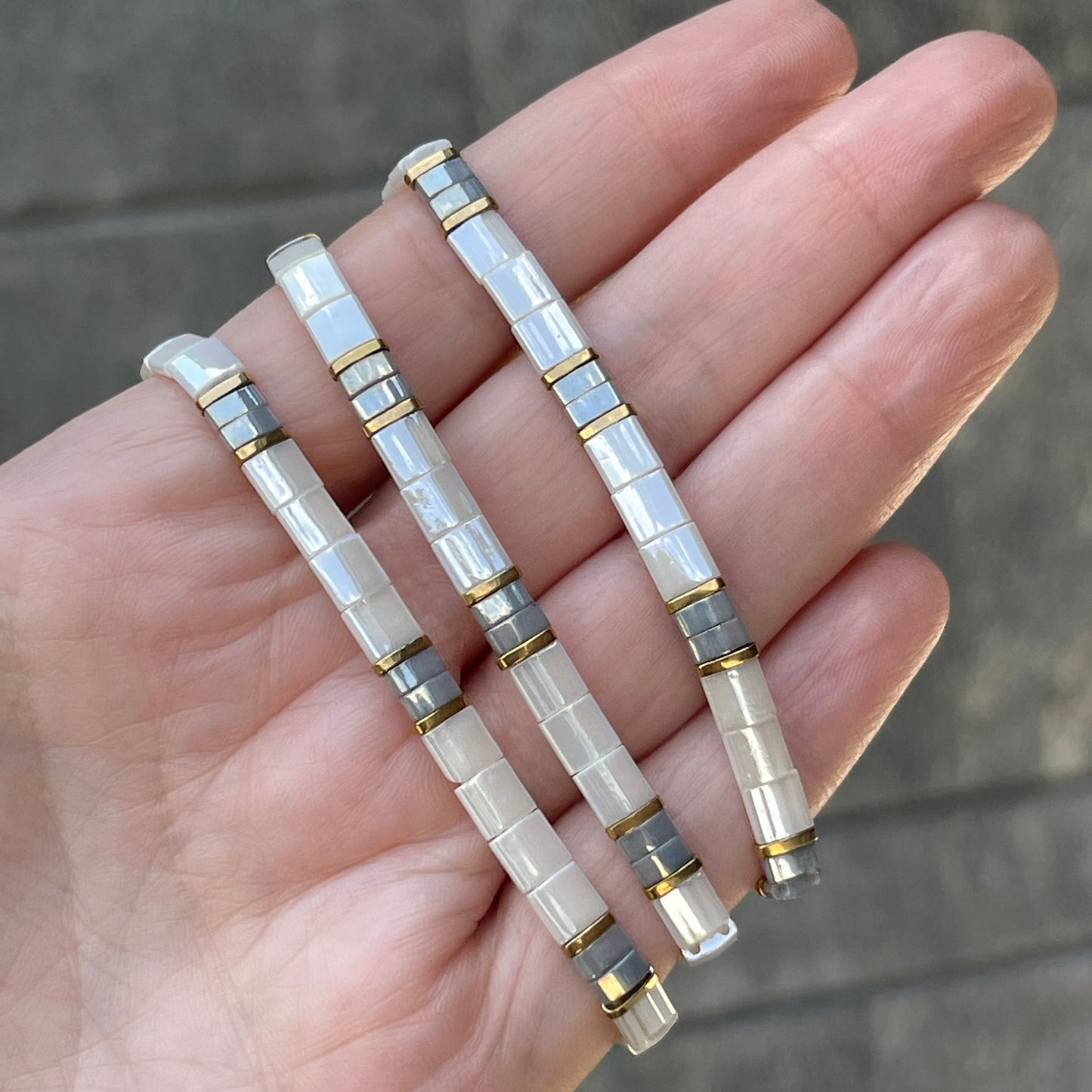 Pulseras ELASTICAS con dorado y plateado