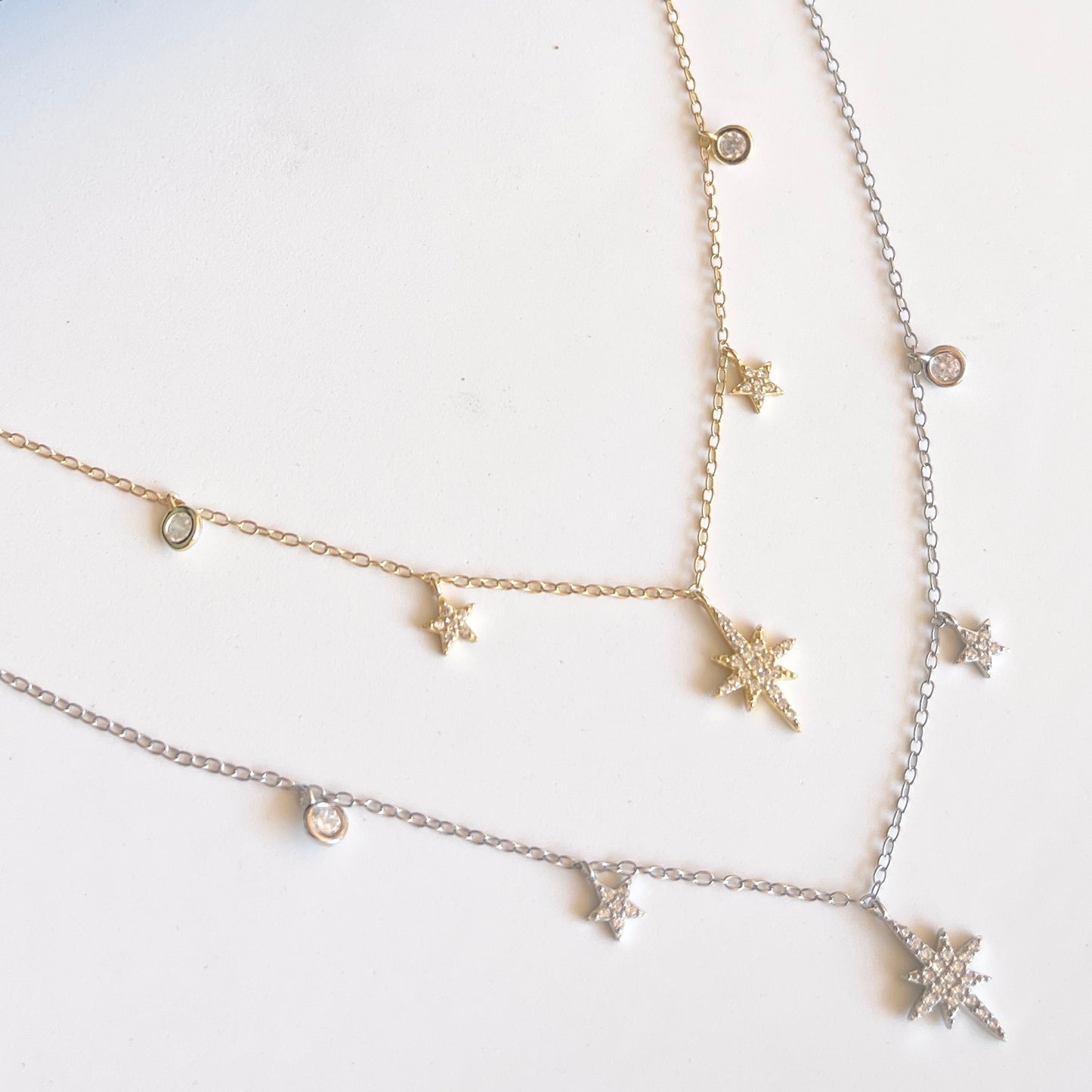 Cadenita de plata con ESTRELLAS y ZIRCONIAS