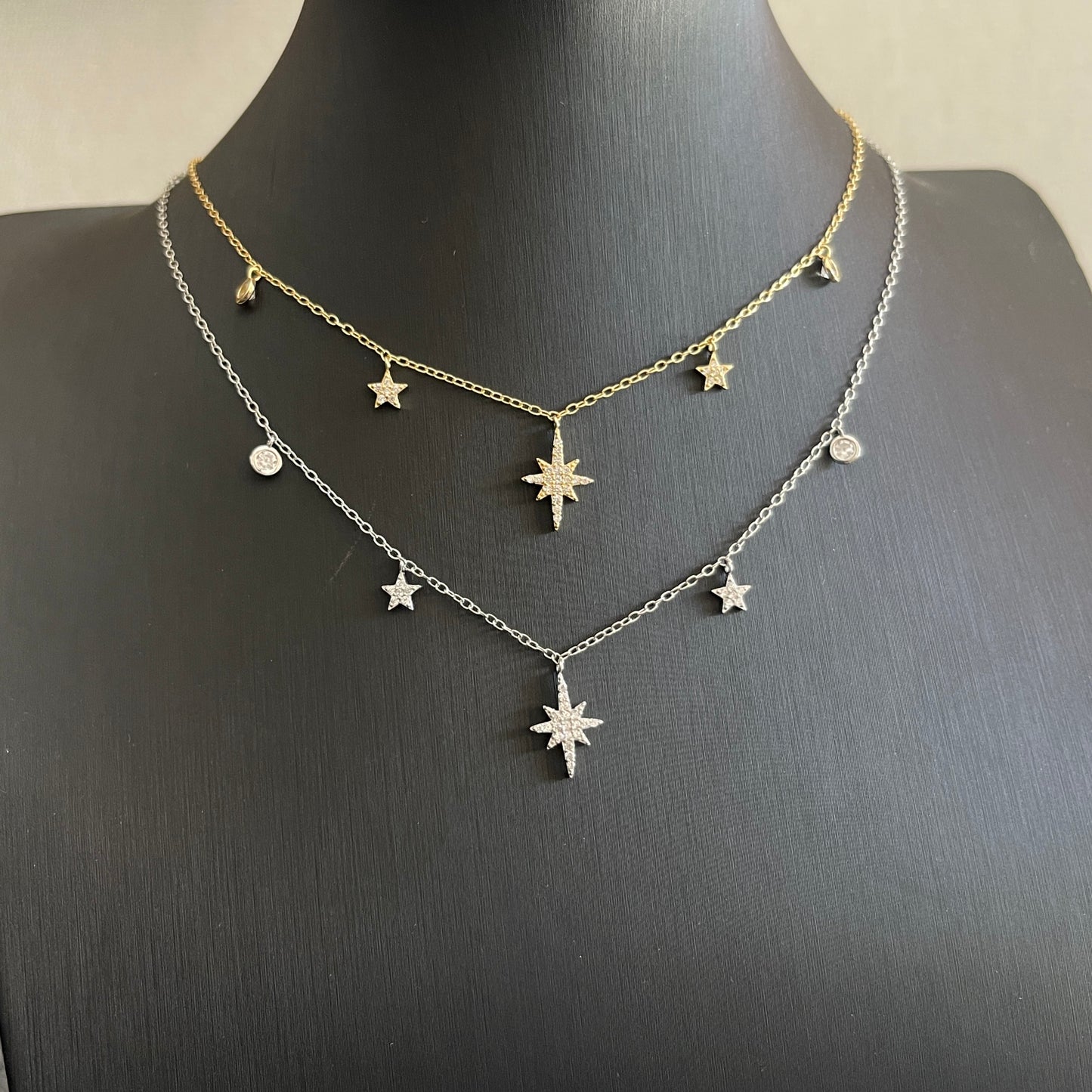 Cadenita de plata con ESTRELLAS y ZIRCONIAS