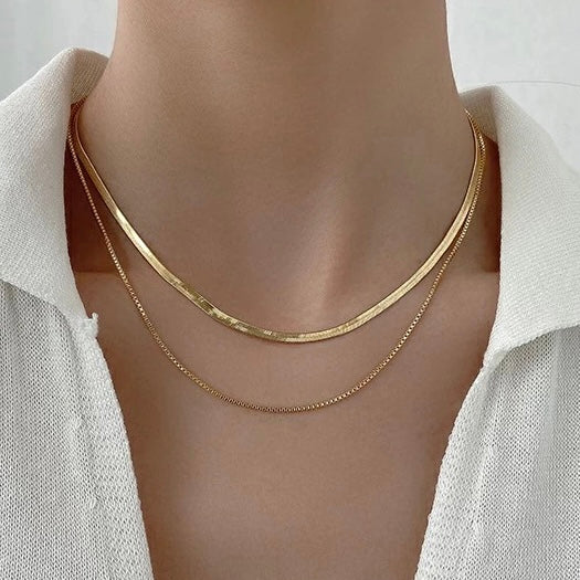 Collar DOBLE DORADO de acero inoxidable