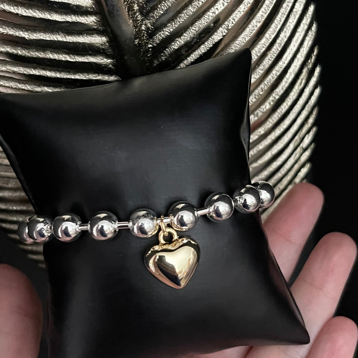 Pulsera de plata con dije de CORAZON