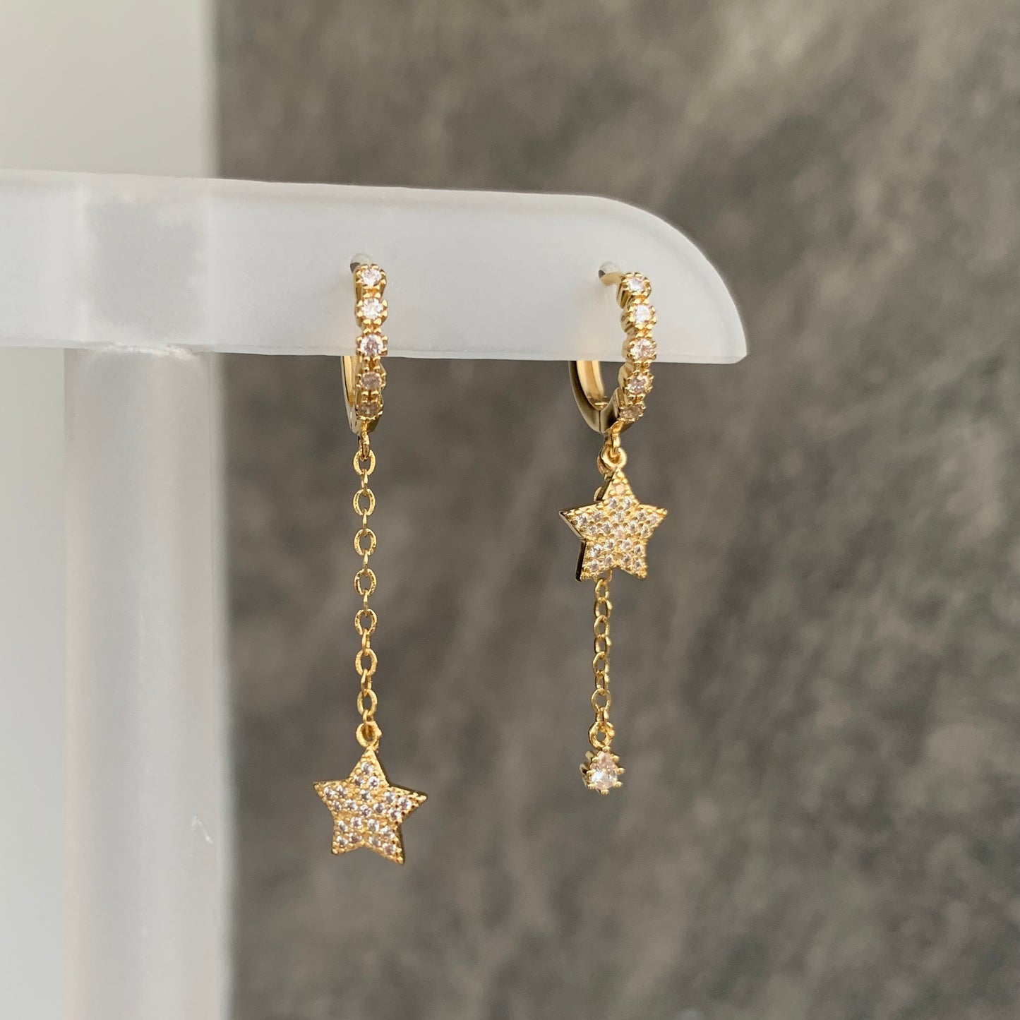 Arracadas de plata .925 con CADENA y ESTRELLA