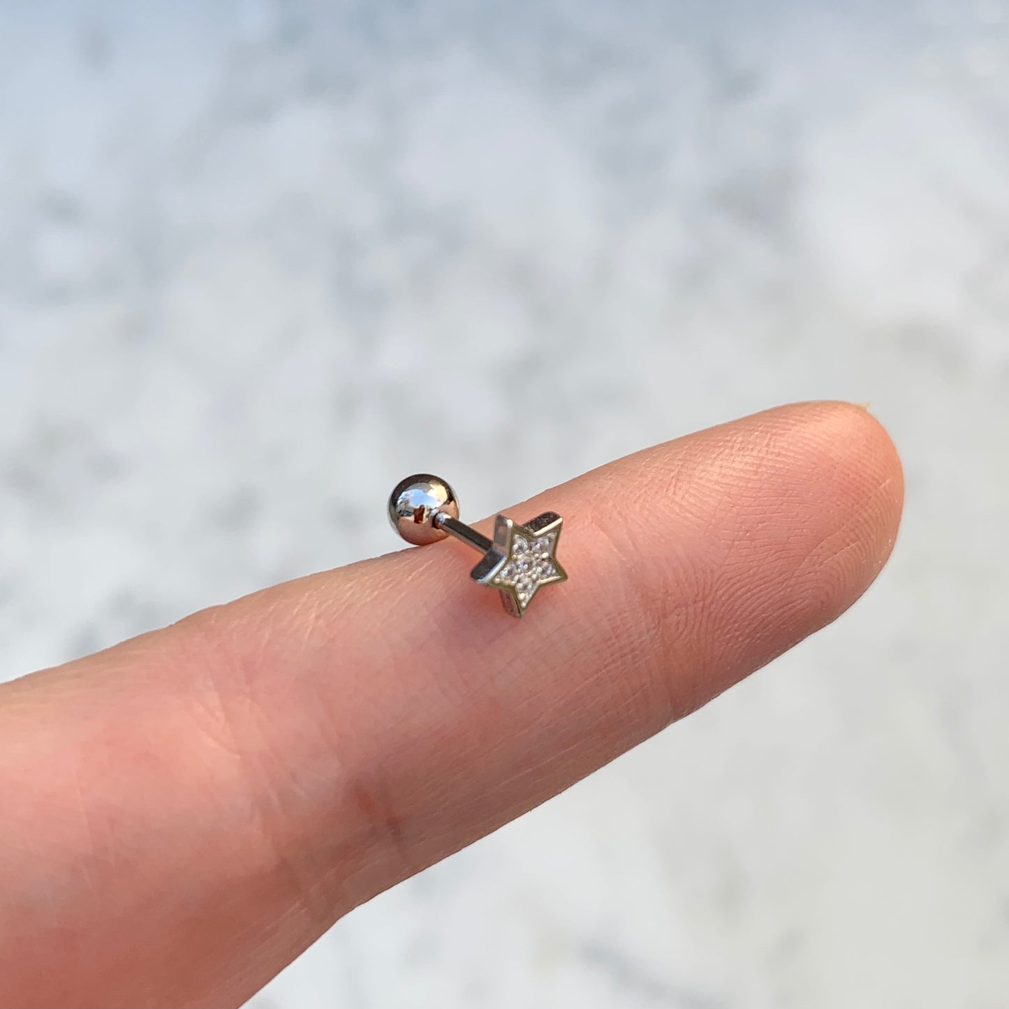 Aretes para PIERCING de PLATA .925 con BOLITA