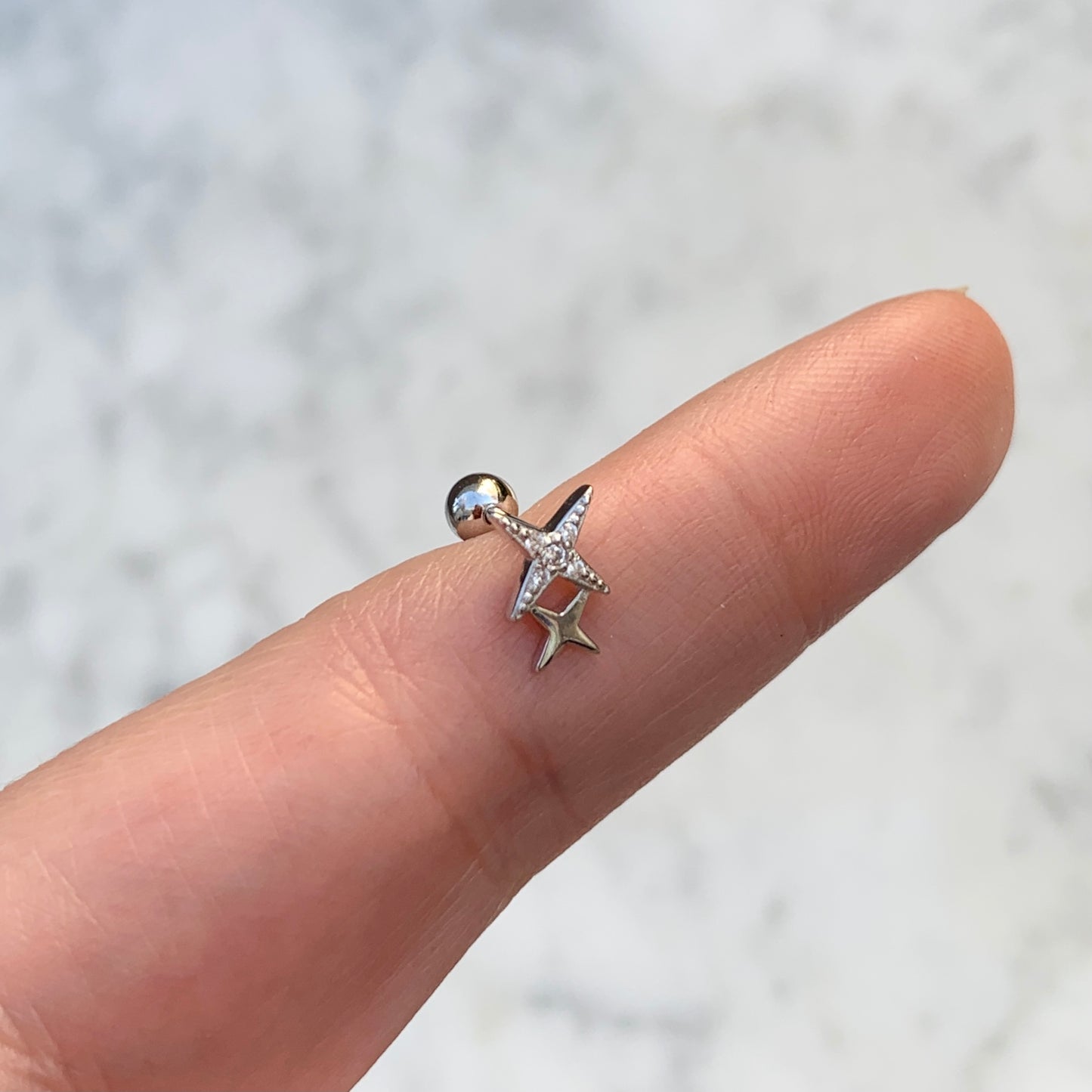 Aretes para PIERCING de PLATA .925 con BOLITA