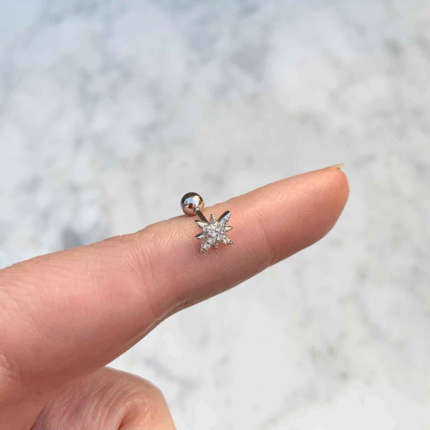 Aretes para PIERCING de PLATA .925 con BOLITA