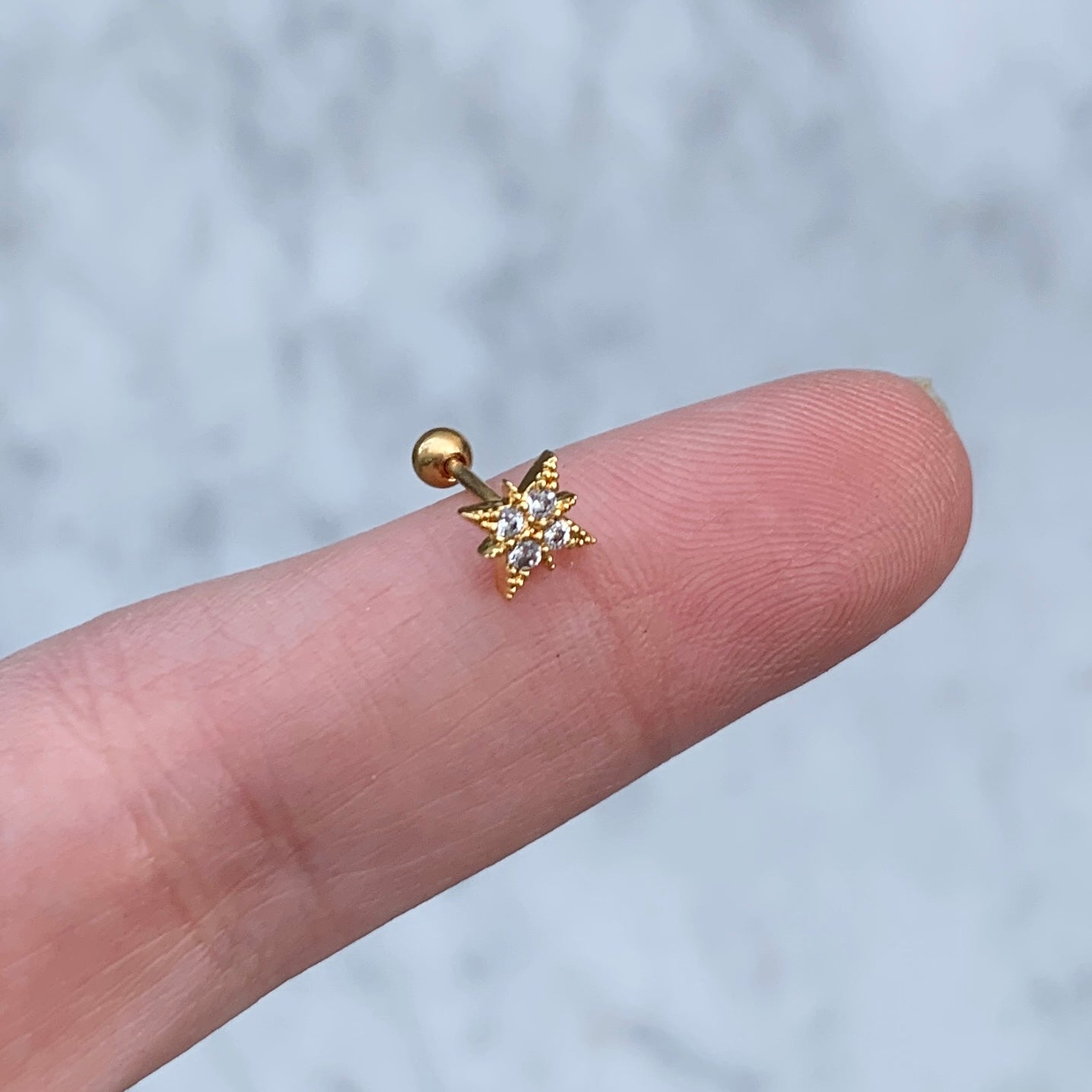 Aretes para PIERCING de ACERO INOXIDABLE y BAÑO DE ORO con BOLITA