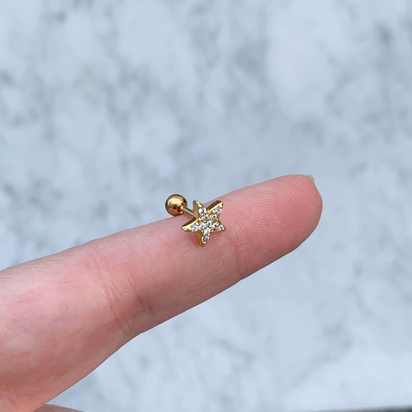 Aretes para PIERCING de ACERO INOXIDABLE y BAÑO DE ORO con BOLITA