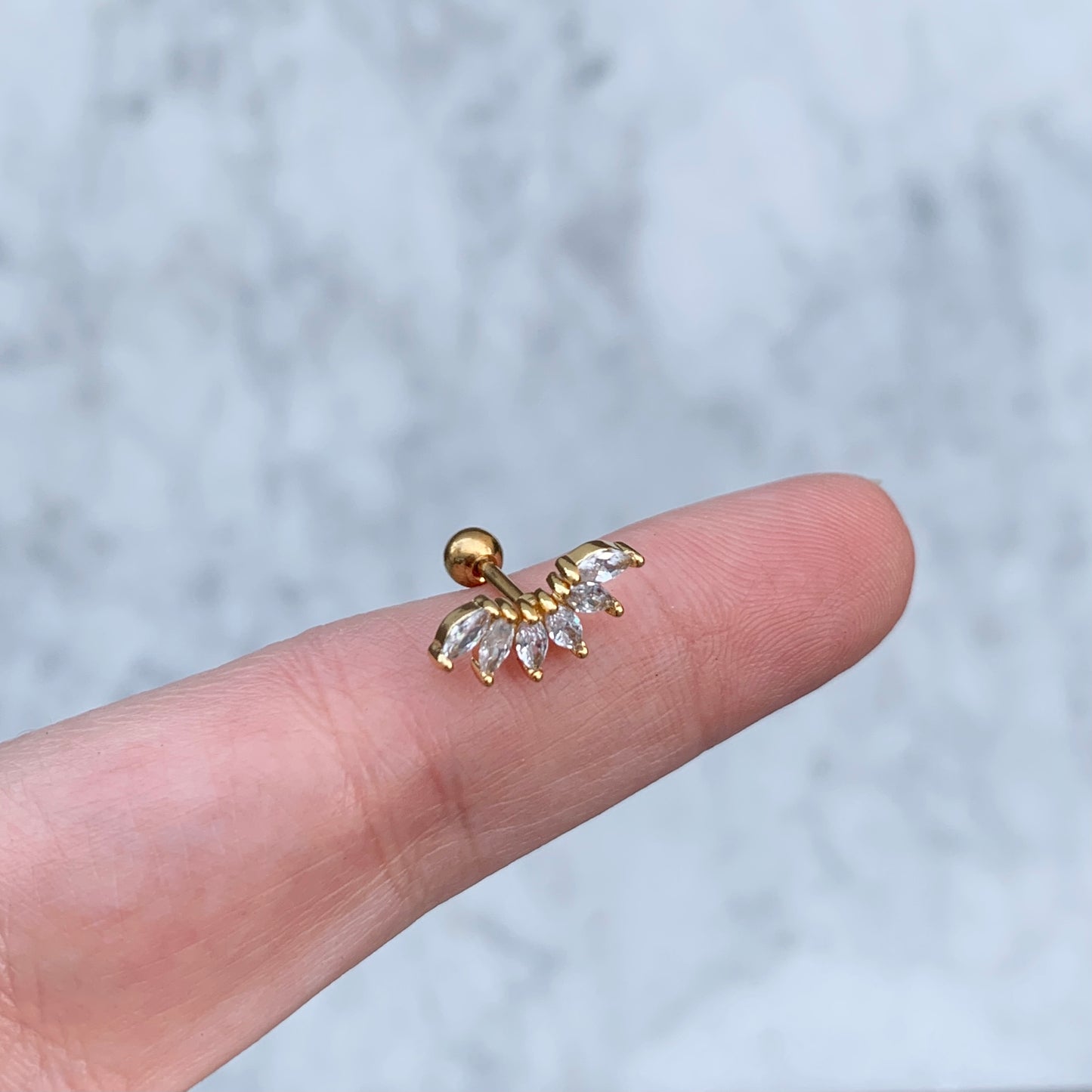 Aretes para PIERCING de ACERO INOXIDABLE y BAÑO DE ORO con BOLITA