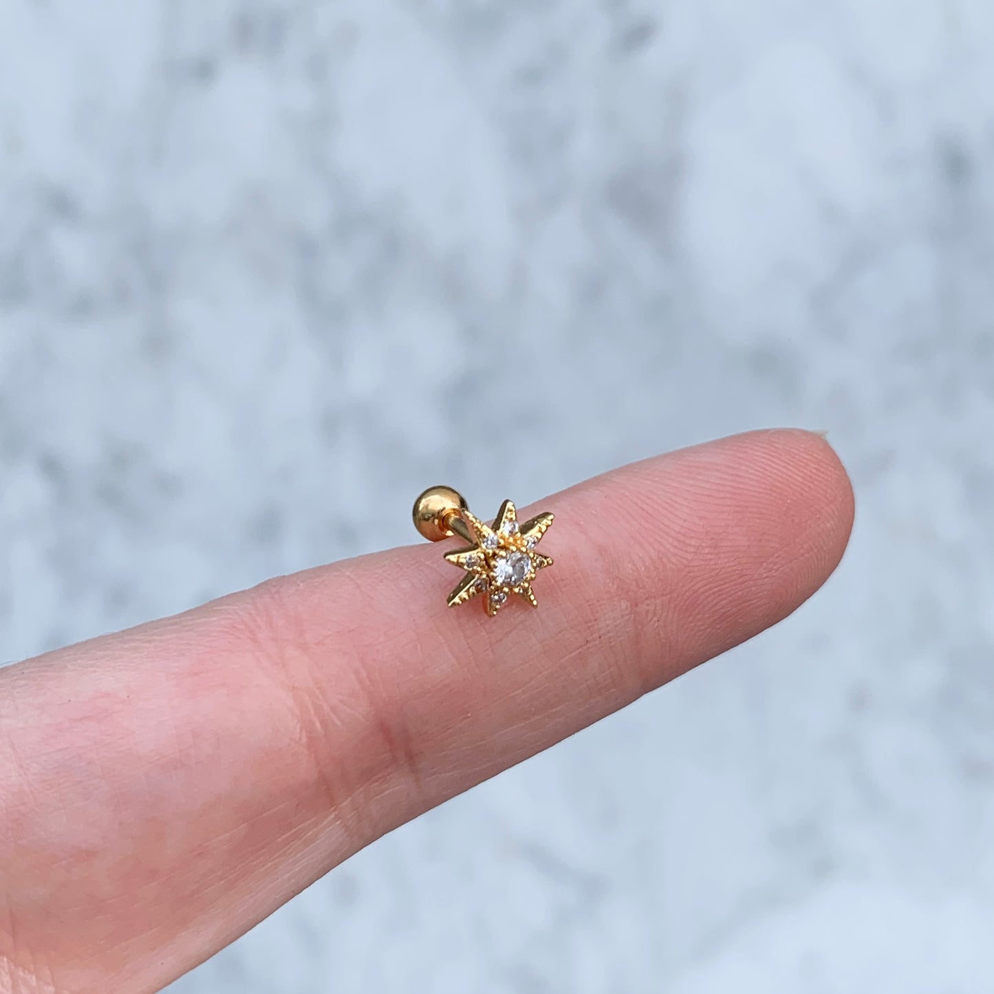 Aretes para PIERCING de ACERO INOXIDABLE y BAÑO DE ORO con BOLITA