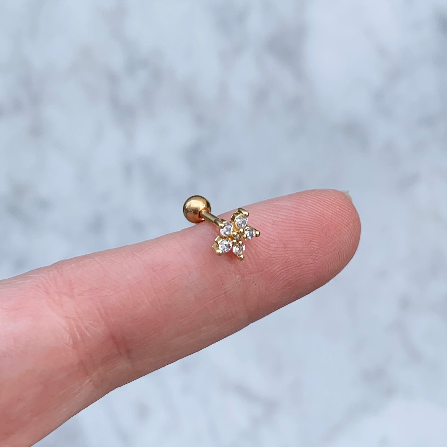 Aretes para PIERCING de ACERO INOXIDABLE y BAÑO DE ORO con BOLITA