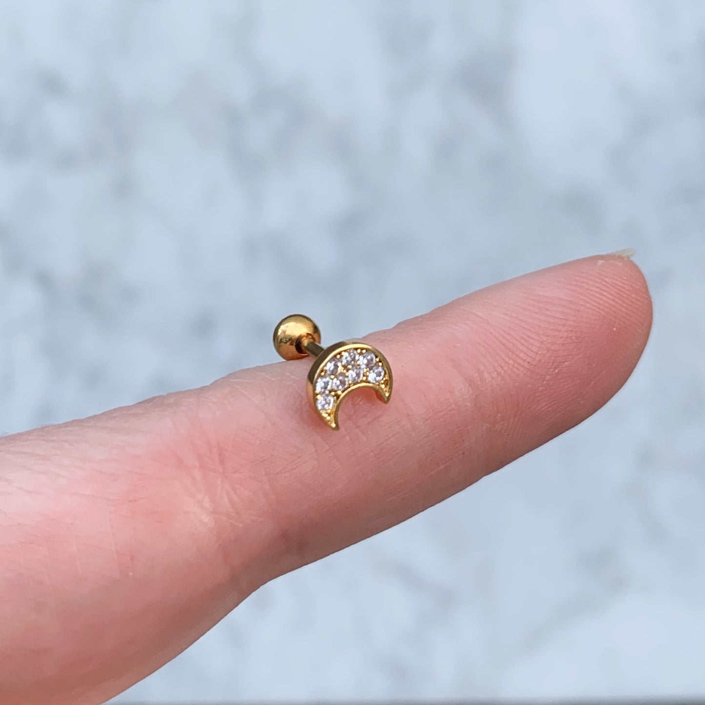 Aretes para PIERCING de ACERO INOXIDABLE y BAÑO DE ORO con BOLITA