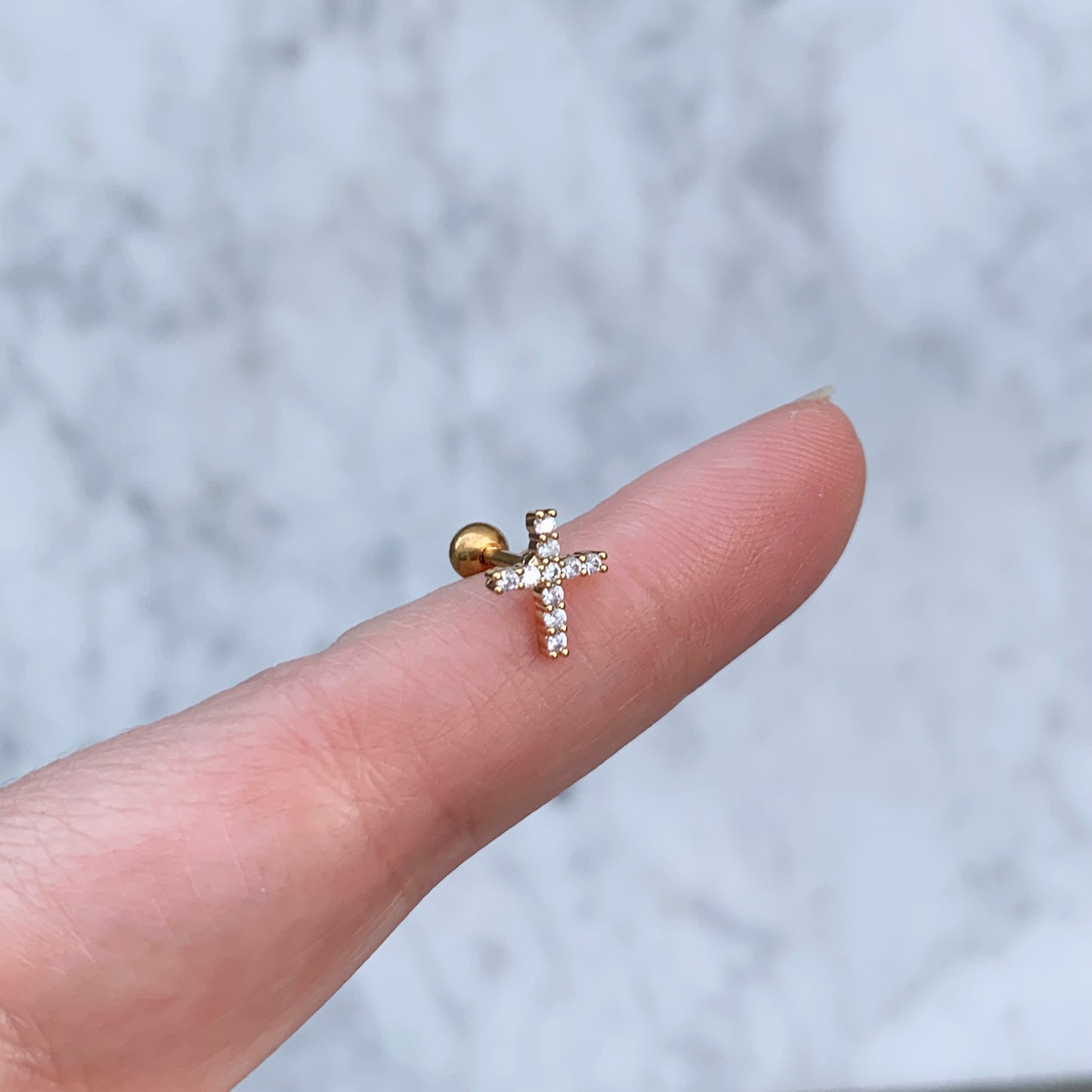 Aretes para PIERCING de ACERO INOXIDABLE y BAÑO DE ORO con BOLITA