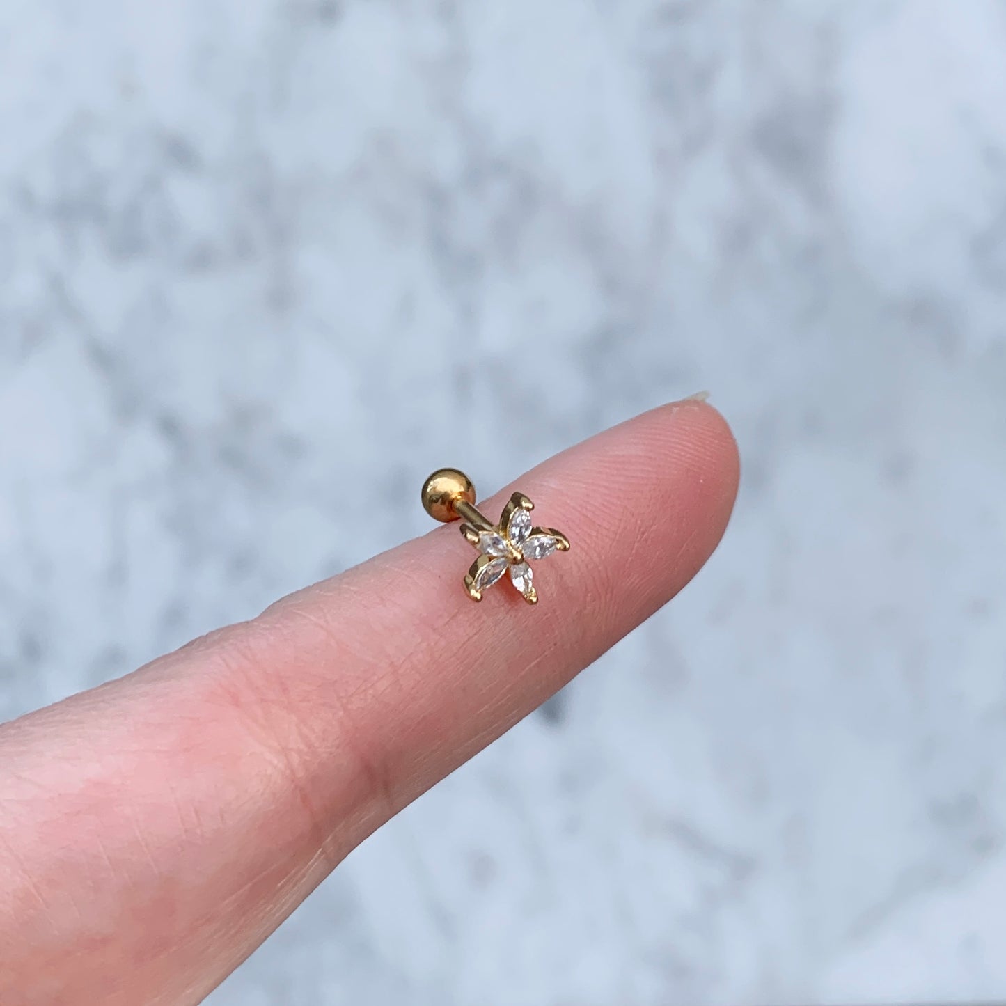 Aretes para PIERCING de ACERO INOXIDABLE y BAÑO DE ORO con BOLITA