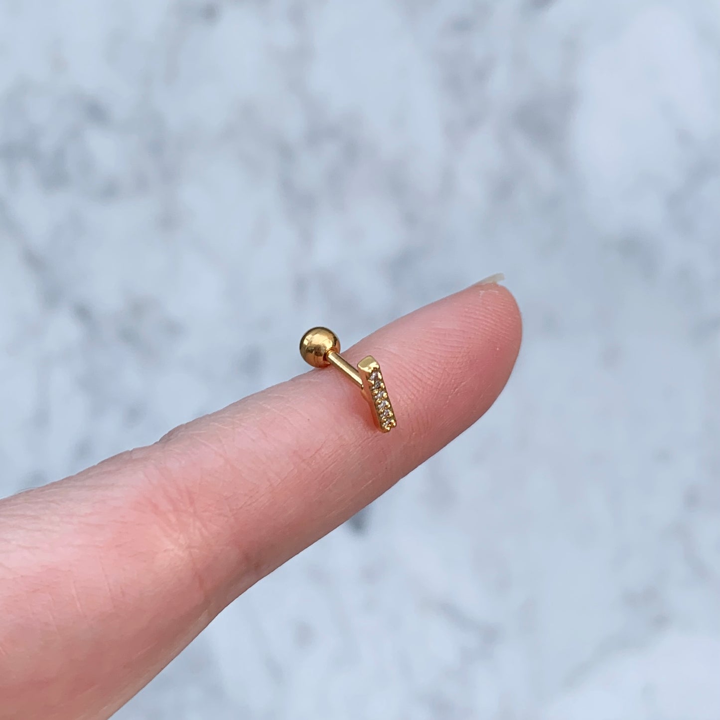 Aretes para PIERCING de ACERO INOXIDABLE y BAÑO DE ORO con BOLITA