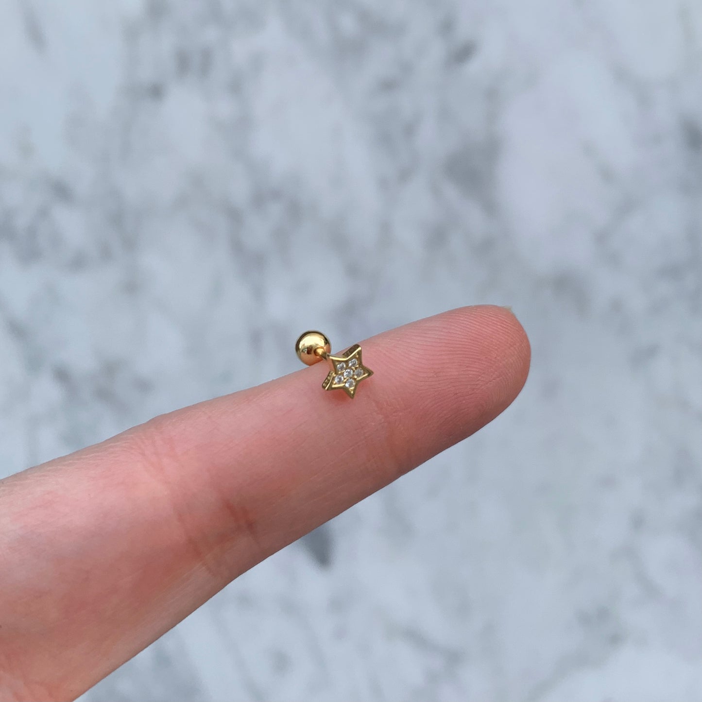 Aretes para PIERCING de PLATA .925 y BAÑO DE ORO con BOLITA