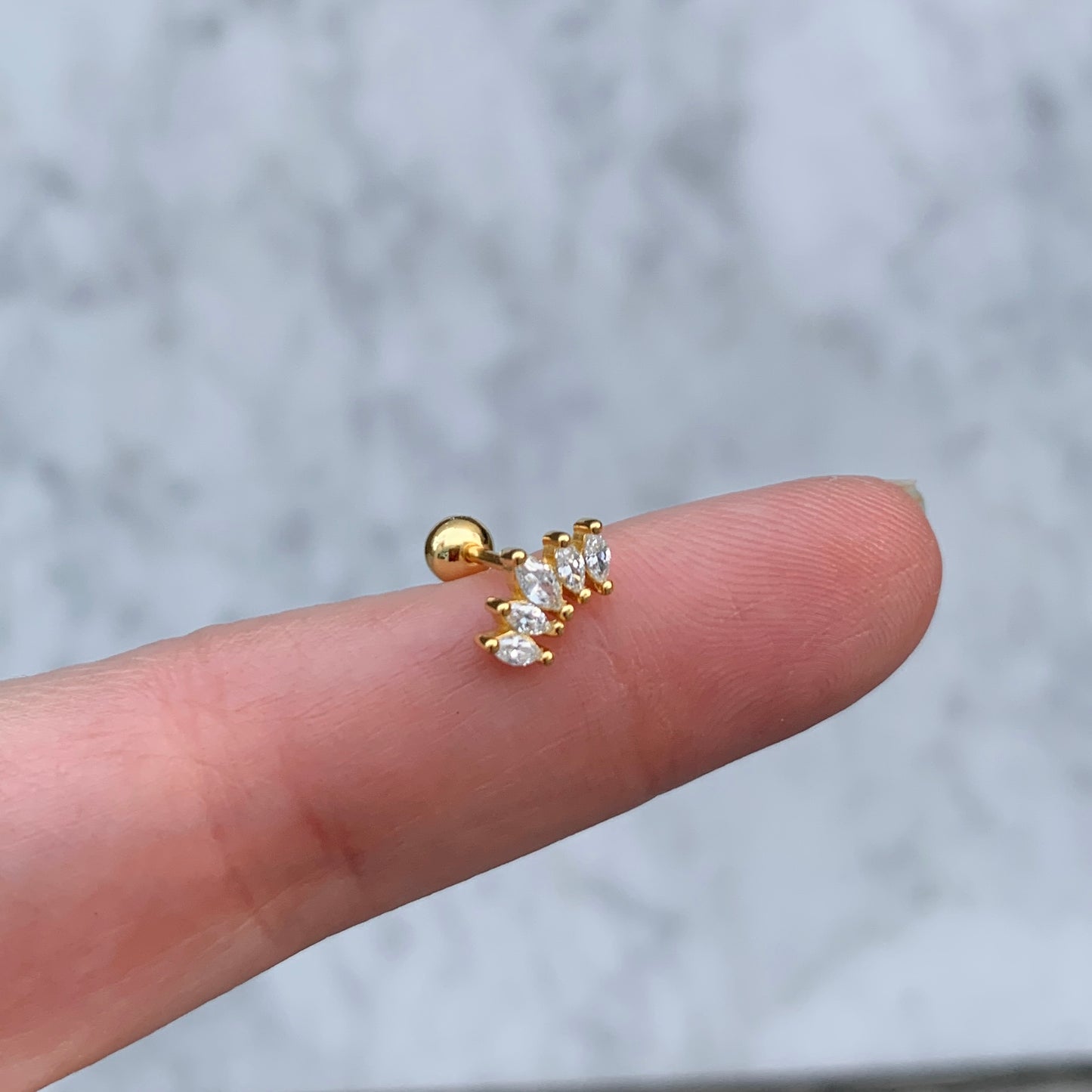 Aretes para PIERCING de PLATA .925 y BAÑO DE ORO con BOLITA