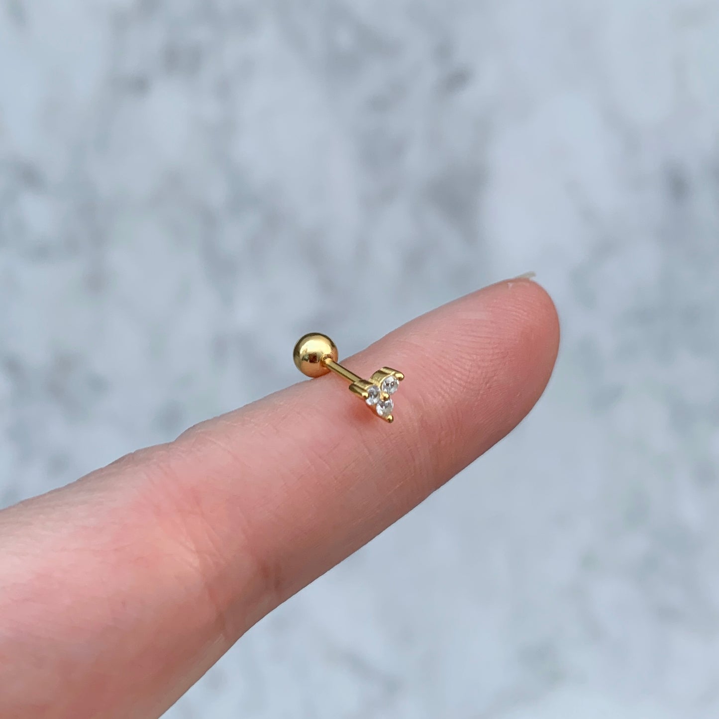 Aretes para PIERCING de PLATA .925 y BAÑO DE ORO con BOLITA