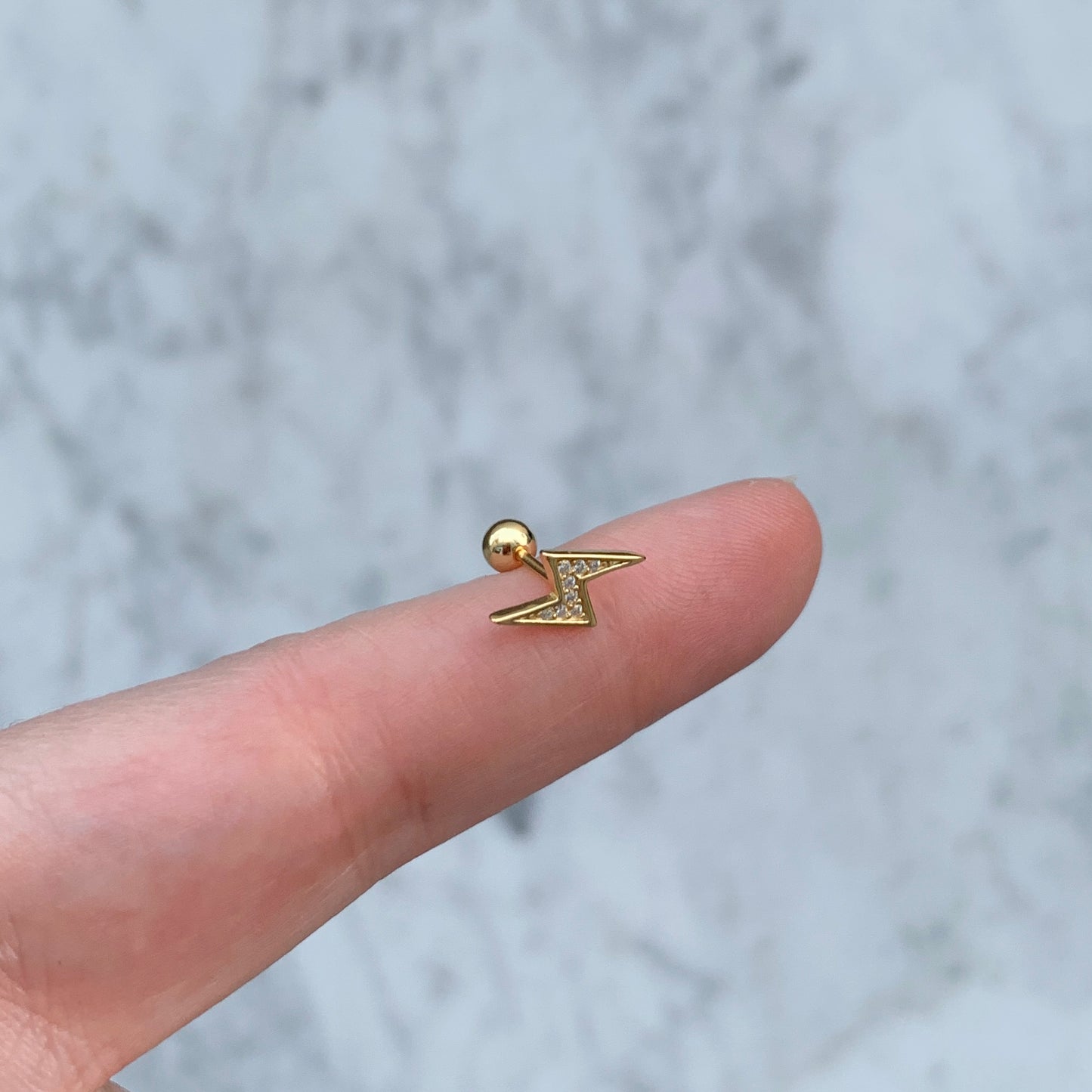 Aretes para PIERCING de PLATA .925 y BAÑO DE ORO con BOLITA