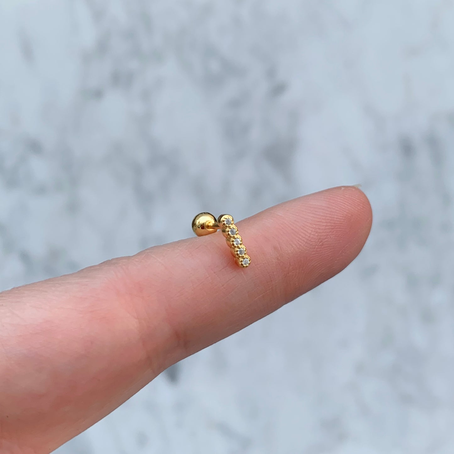 Aretes para PIERCING de PLATA .925 y BAÑO DE ORO con BOLITA