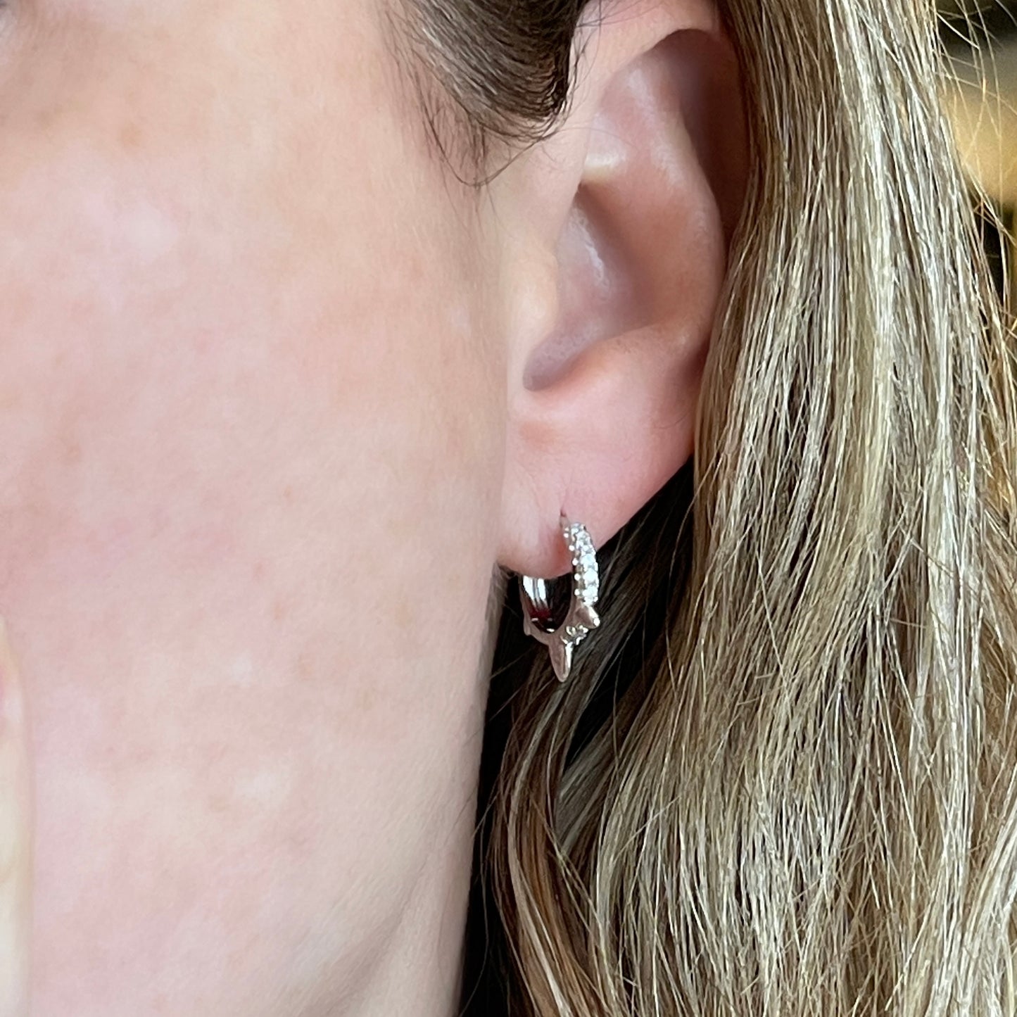 Arracadas CHICAS de plata con PICOS y ZIRCONIAS