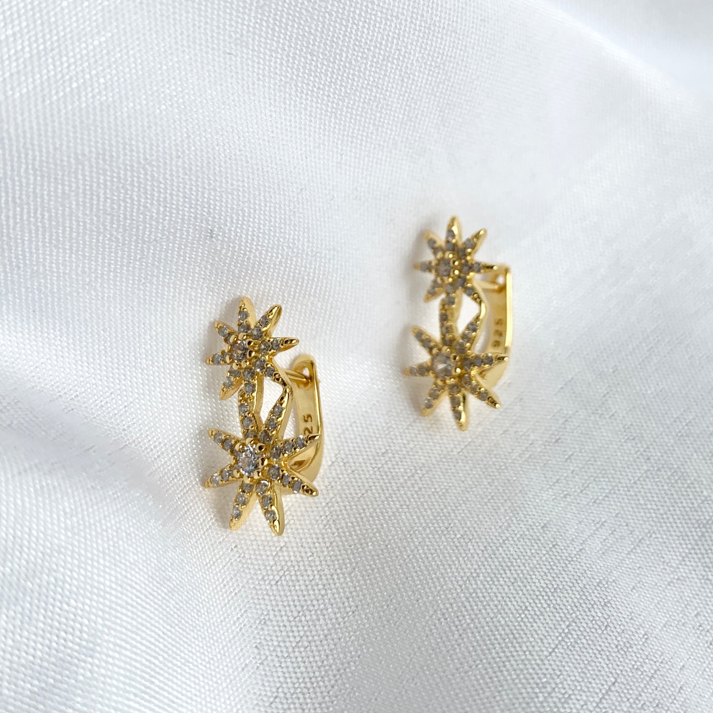 Aretes de PLATA de ESTRELLA DOBLE