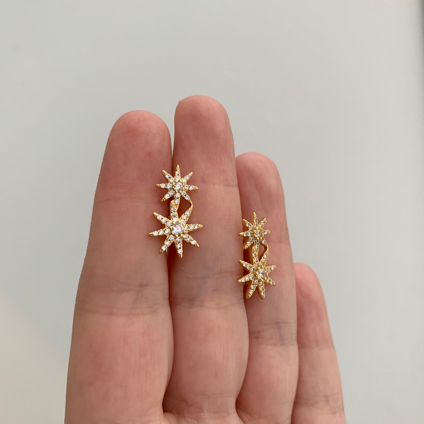 Aretes de PLATA de ESTRELLA DOBLE