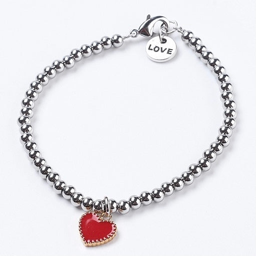Pulsera de ACERO con dije de CORAZON REVERSIBLE