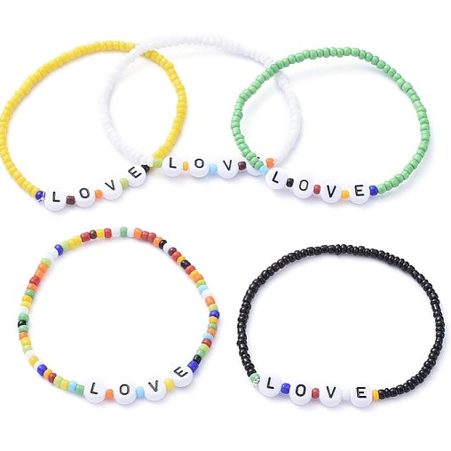Pulseras elásticas LOVE