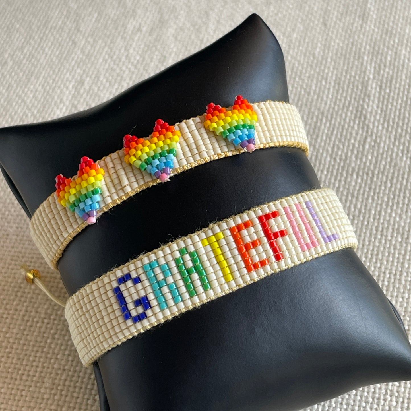 Pulseras ajustables CORAZONES y GRATEFUL