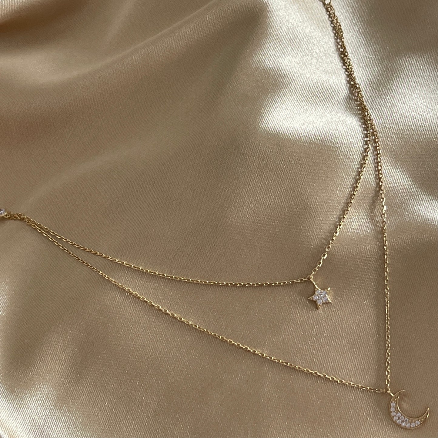 Cadenita de PLATA .925 DOBLE con LUNA y ESTRELLA