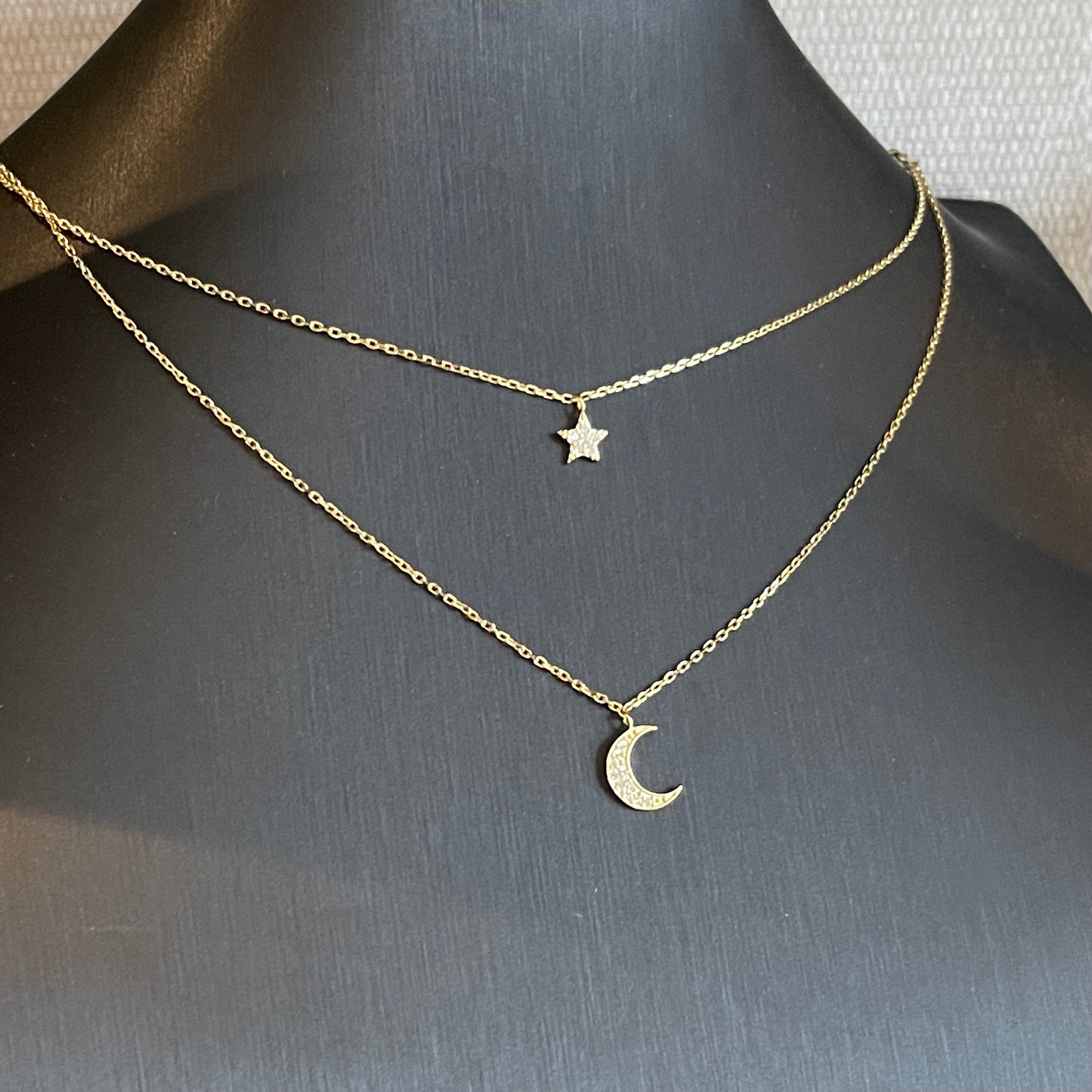 Cadenita de PLATA .925 DOBLE con LUNA y ESTRELLA