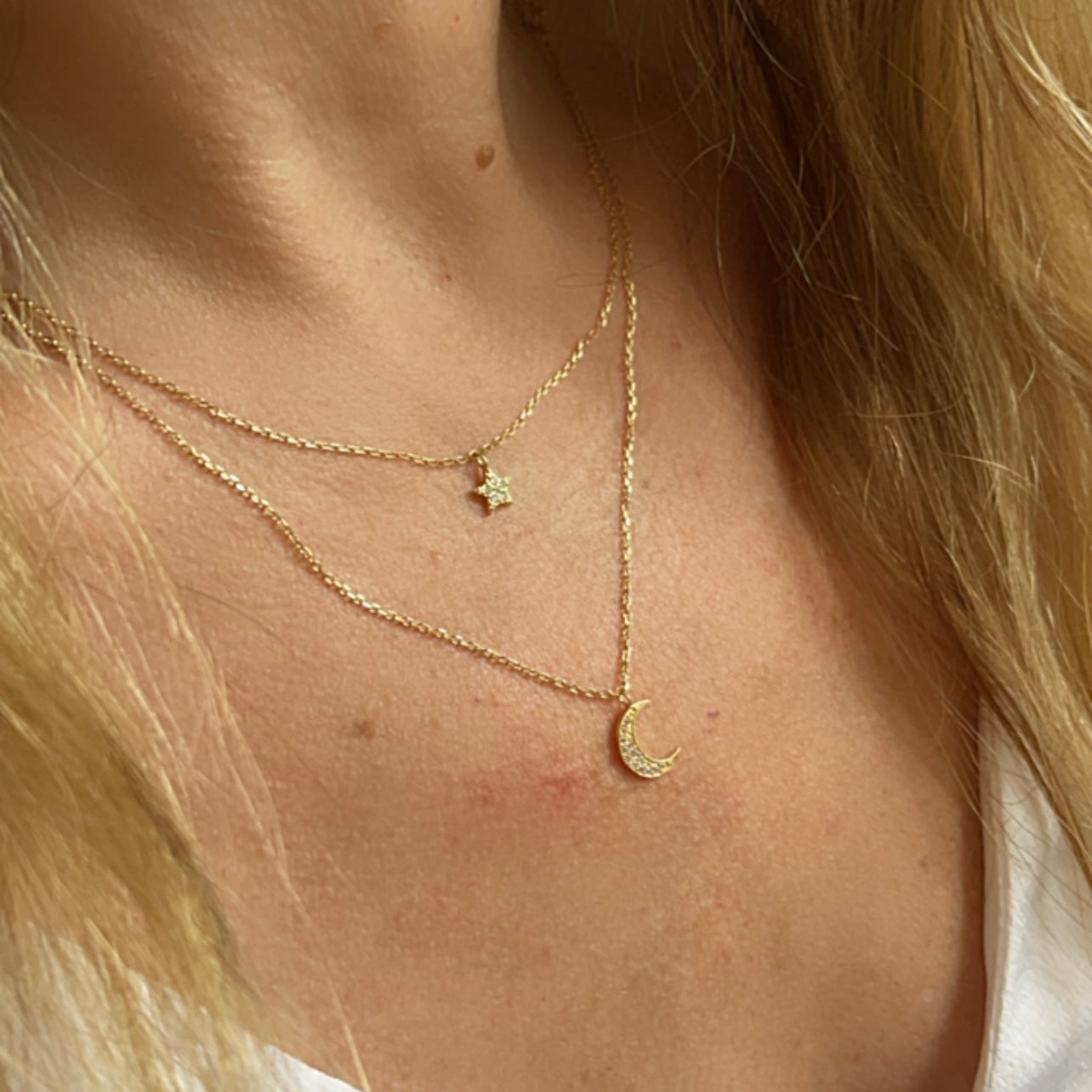 Cadenita de PLATA .925 DOBLE con LUNA y ESTRELLA