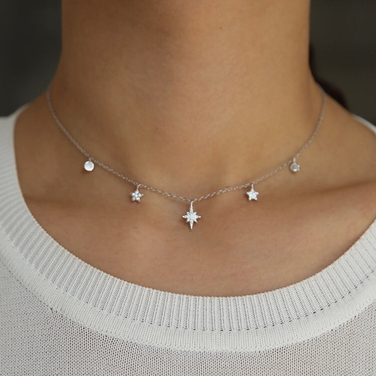 Cadenita de plata con ESTRELLAS y ZIRCONIAS