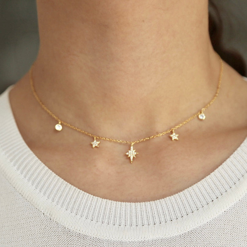 Cadenita de plata con ESTRELLAS y ZIRCONIAS