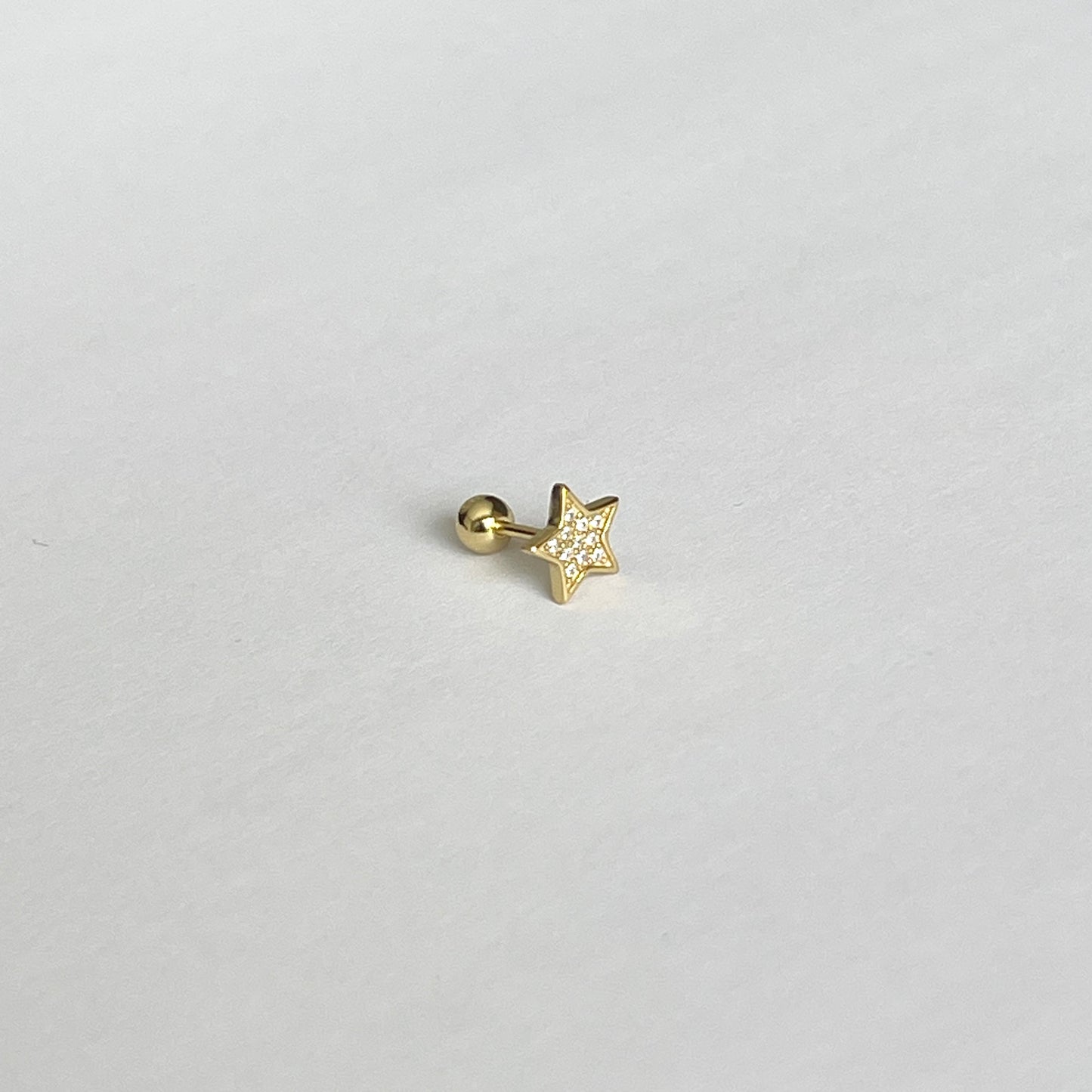 Aretes para PIERCING de PLATA .925 y BAÑO DE ORO con BOLITA