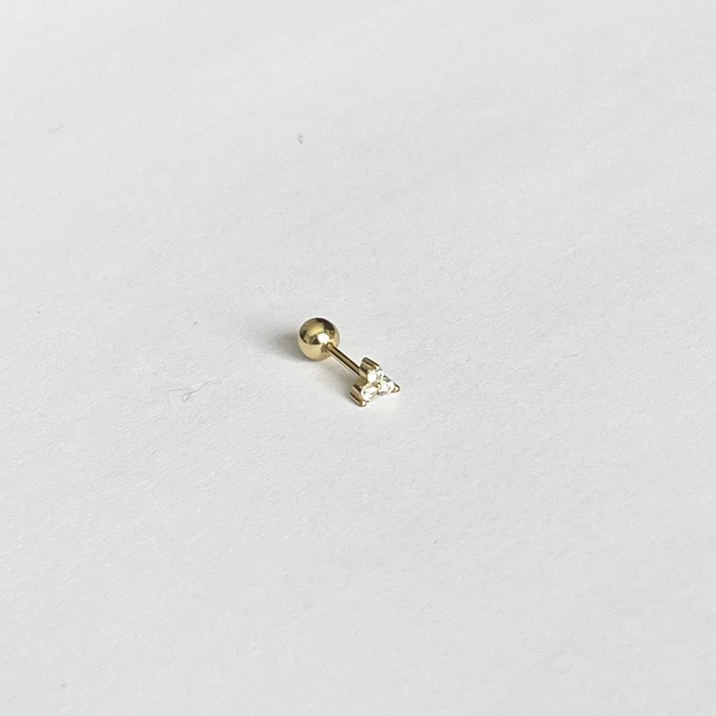 Aretes para PIERCING de PLATA .925 y BAÑO DE ORO con BOLITA