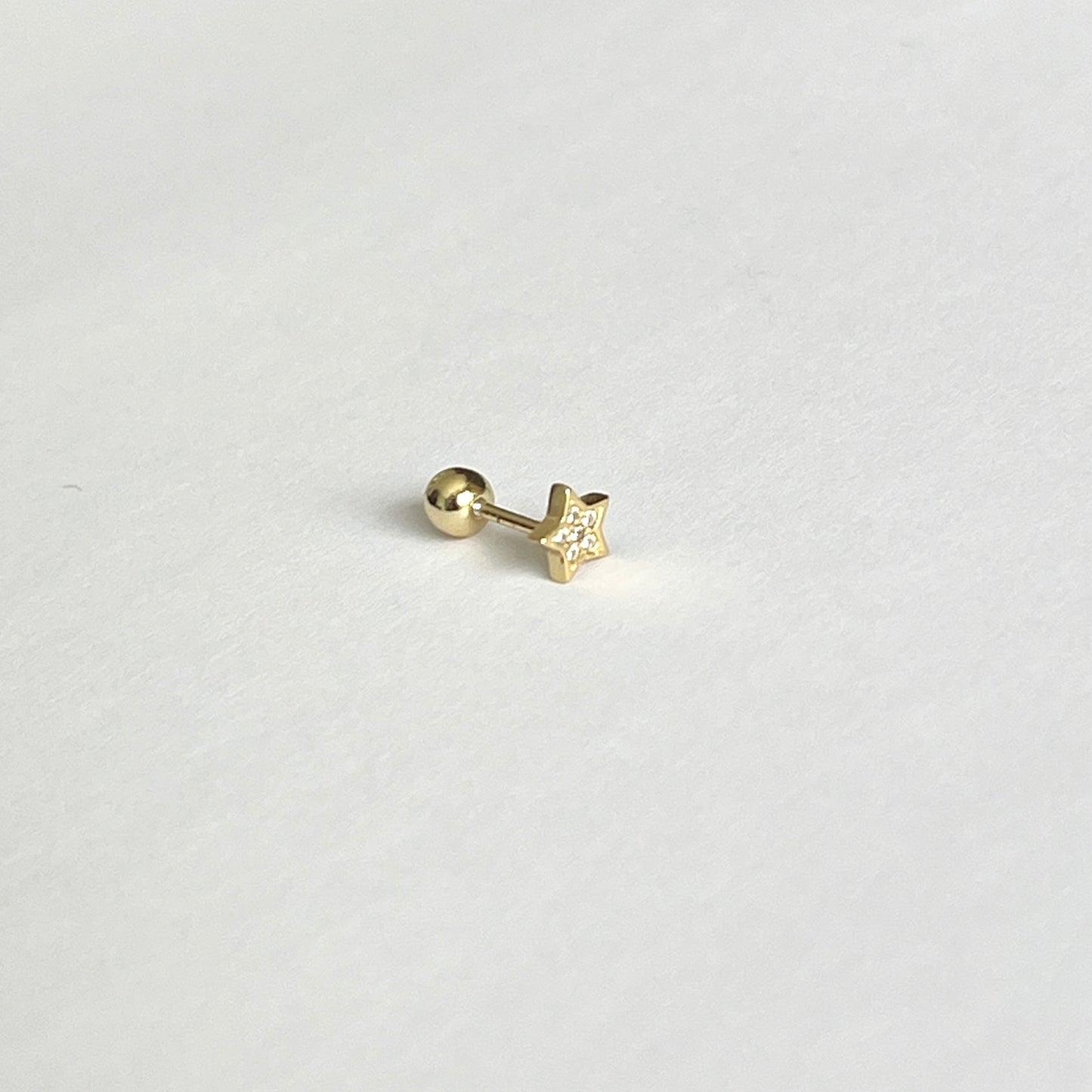 Aretes para PIERCING de PLATA .925 y BAÑO DE ORO con BOLITA