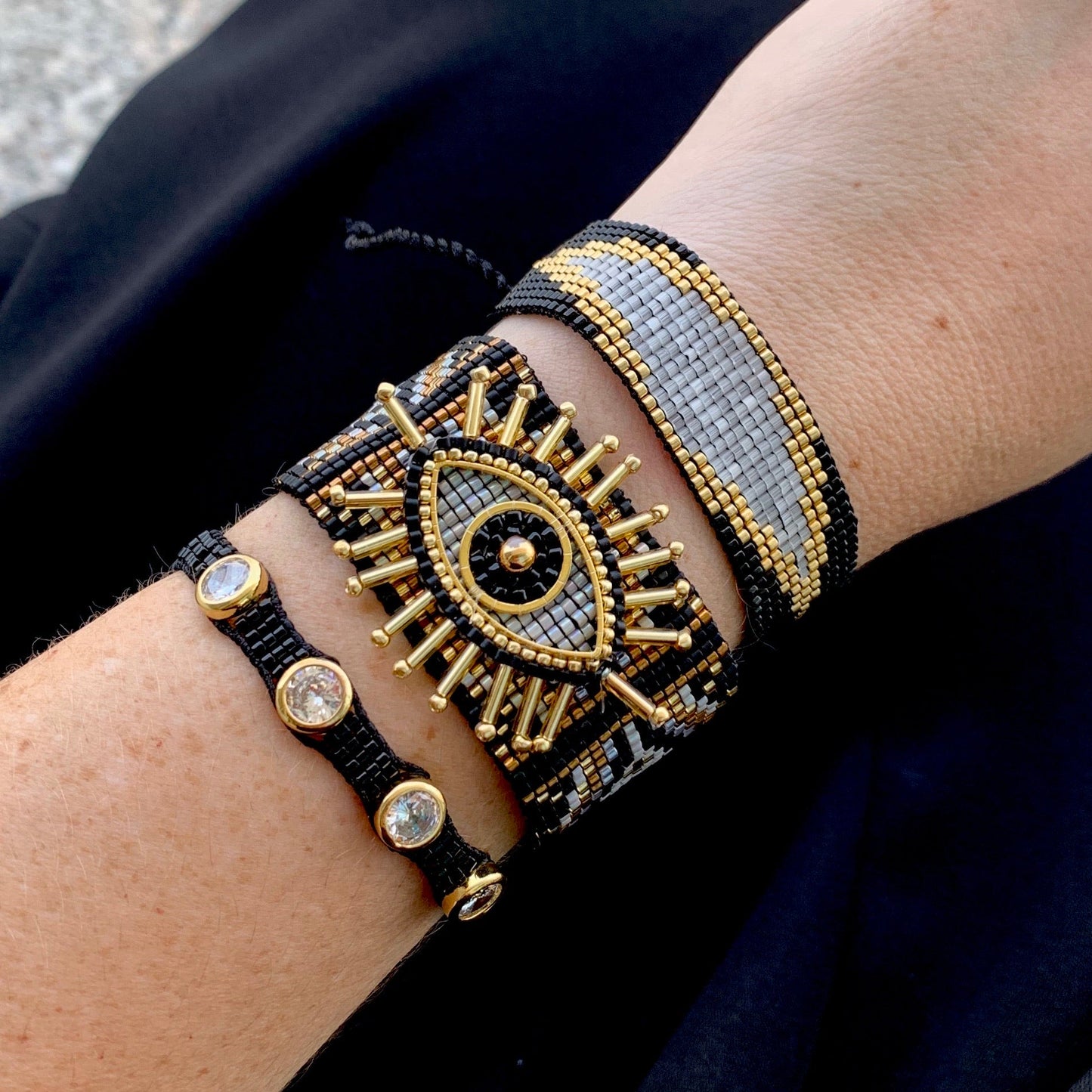 Pulseras con CHAQUIRAS y CRISTALES REDONDOS