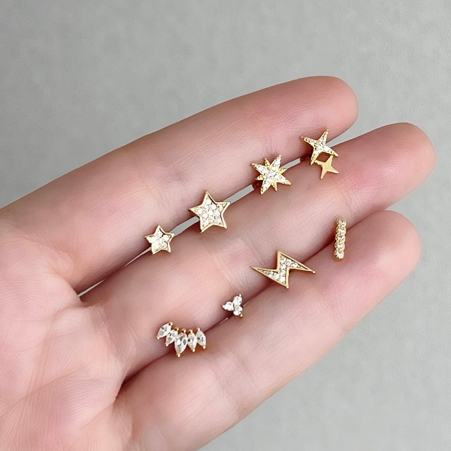 Aretes para PIERCING de PLATA .925 y BAÑO DE ORO con BOLITA