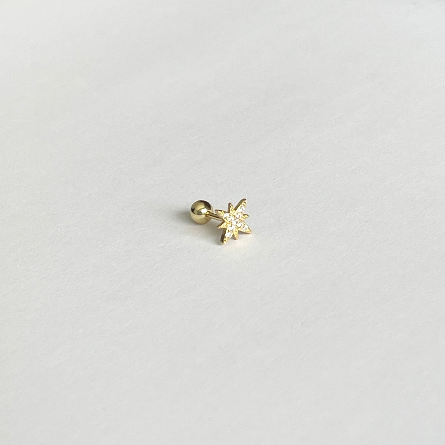 Aretes para PIERCING de PLATA .925 y BAÑO DE ORO con BOLITA