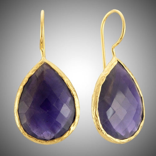 Arete de PLATA con Piedra de GOTA con Bisel