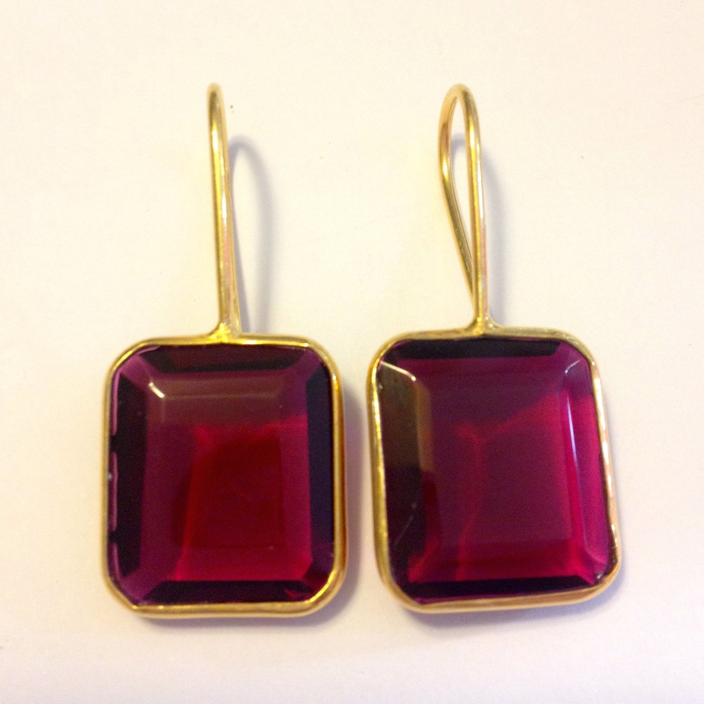 Aretes de PLATA con Piedra Rectangular Plana