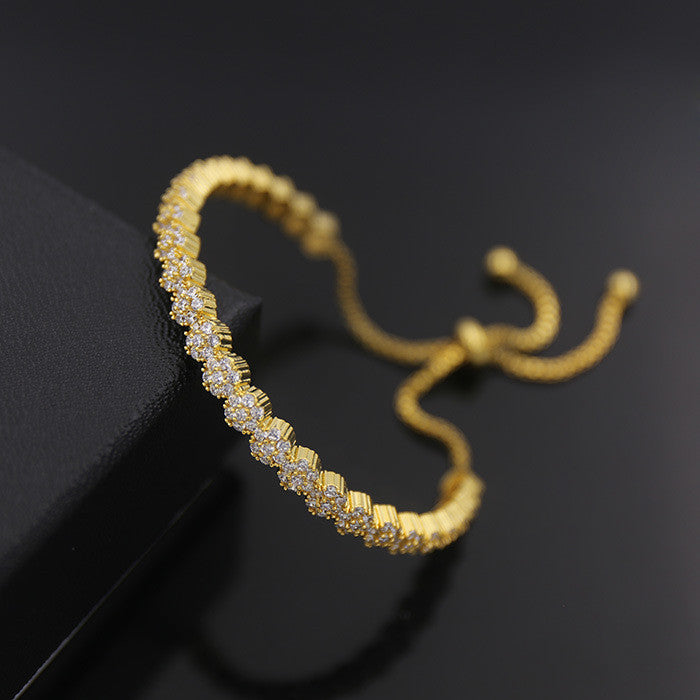 Pulsera Ajustable con ZIRCONIAS con forma de FLOR