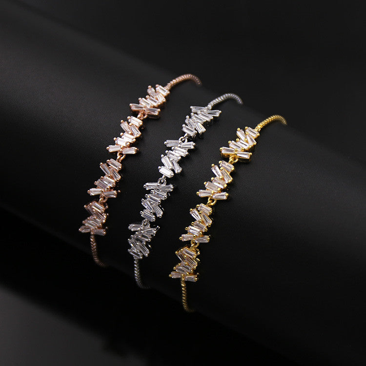 Pulsera Ajustable de RECTANGULOS CHUECOS de zirconias