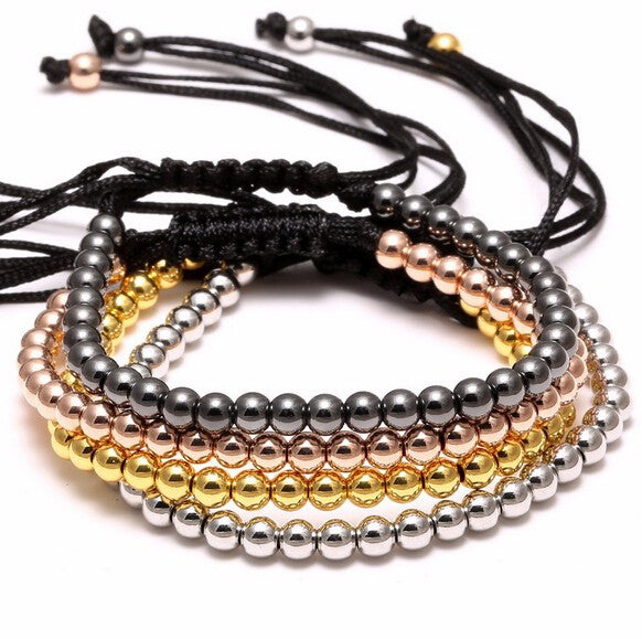 Pulseras AJUSTABLES UNISEX de bolitas de ACERO INOXIDABLE