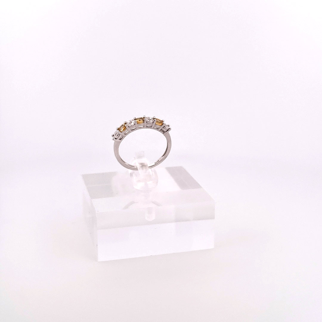 Anillo de ORO con Diamantes y Citrinas