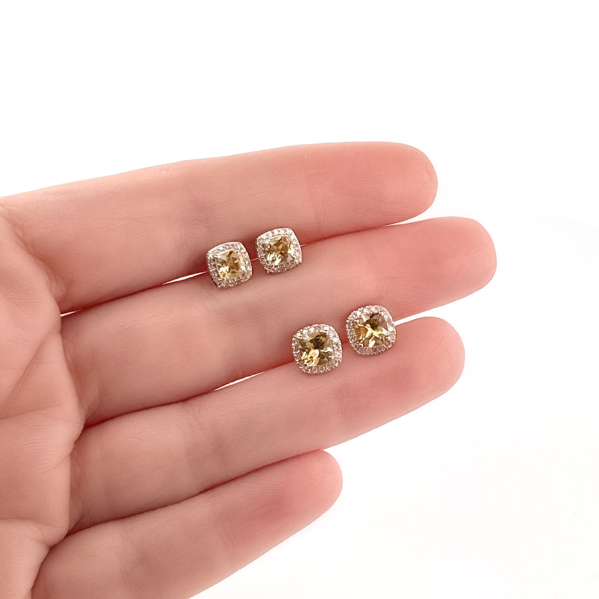 Aretes de ORO con Citrina y Diamantes