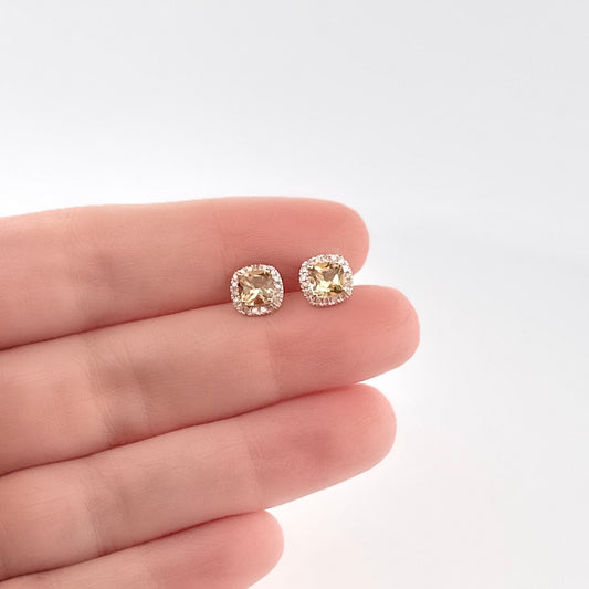 Aretes de ORO con Citrina y Diamantes