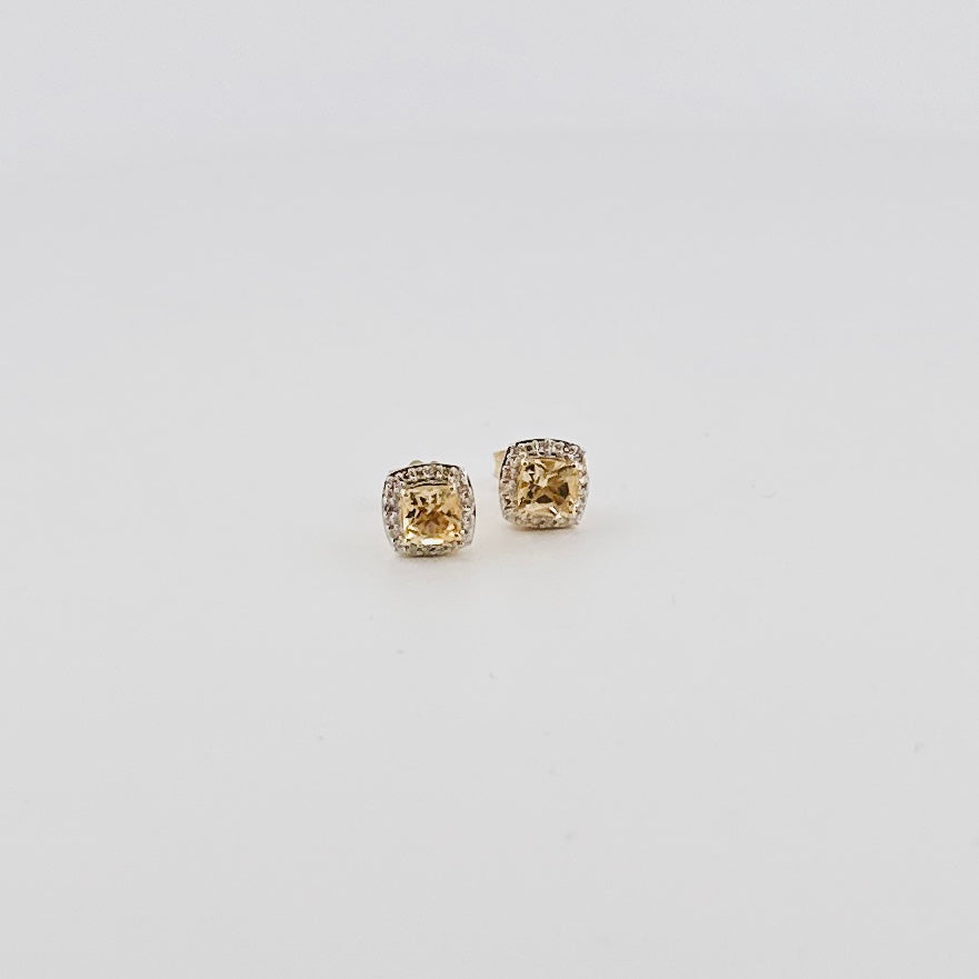 Aretes de ORO con Citrina y Diamantes